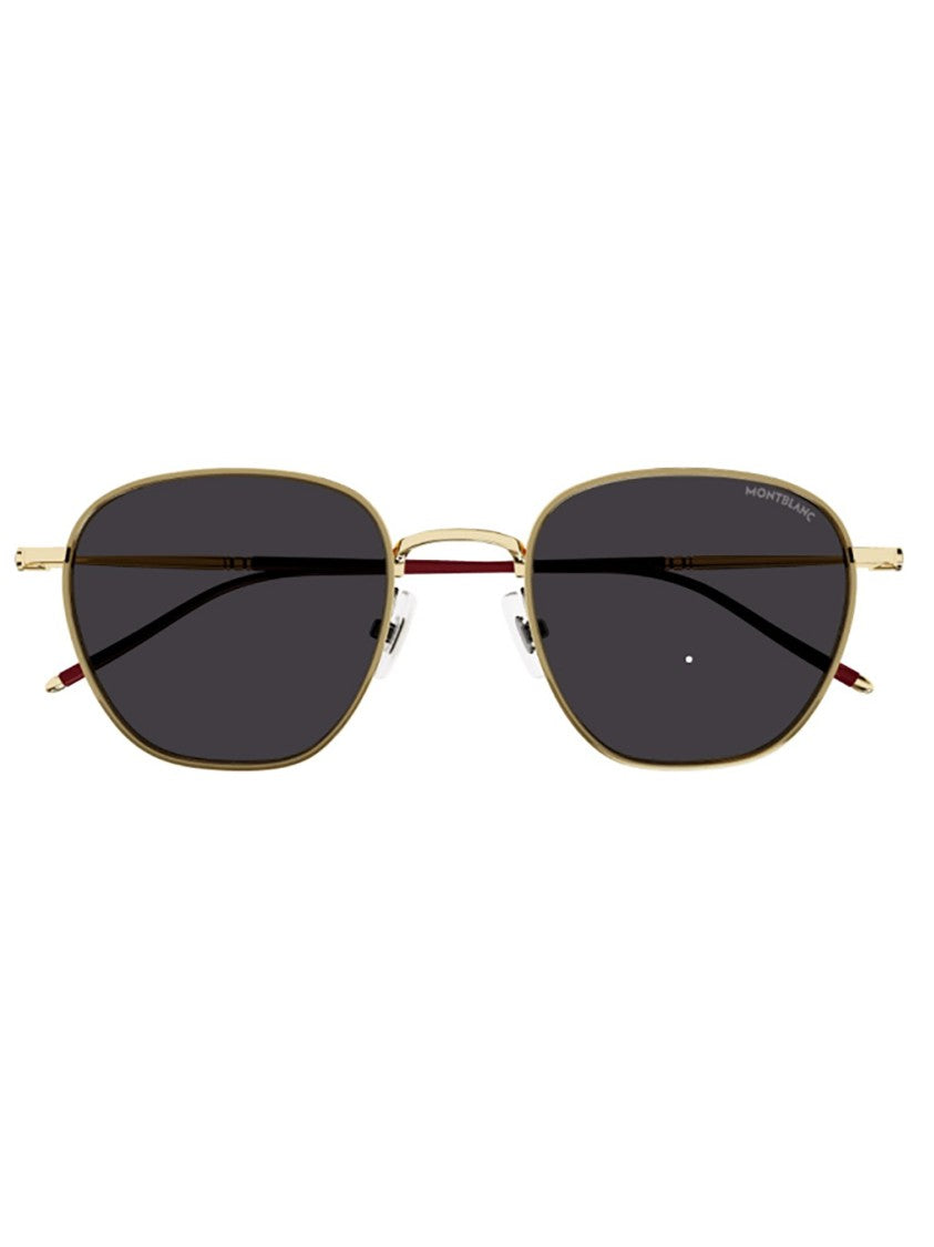 Montblanc Brown Mb0160s Geometric Gold Sunglasses
