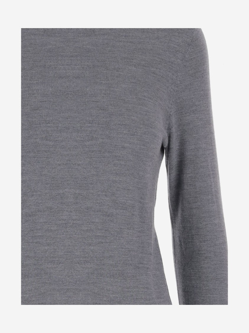 Allude High Neck Merino Wool Sweater With Contrasting Edges