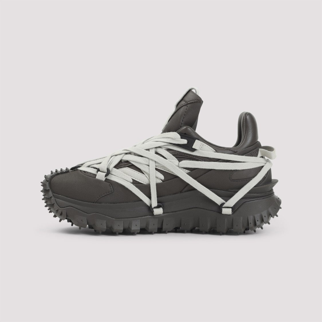 Moncler X Rick Owens Avant-Garde Dark Dust Leather Ankle Boots With Vibram Megagrip Sole