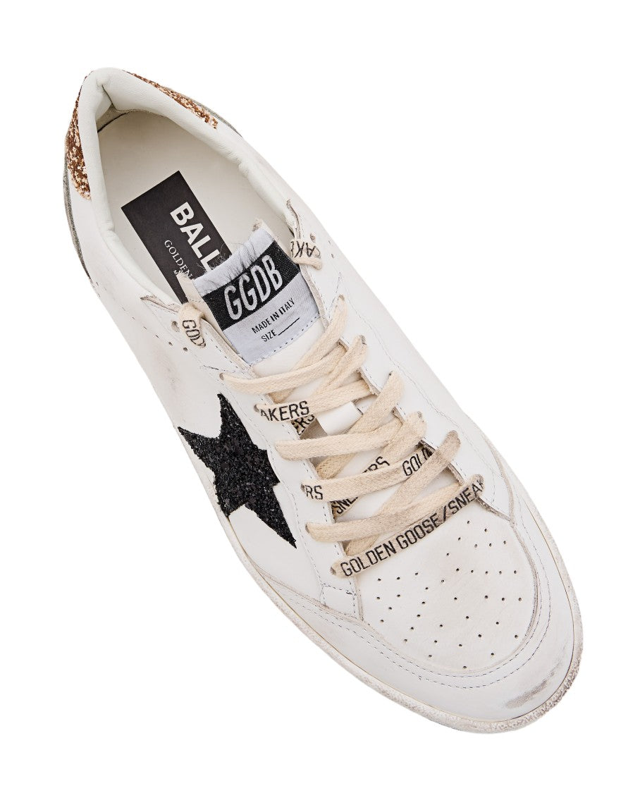 Golden Goose Ballstar White Sneakers With Black Star