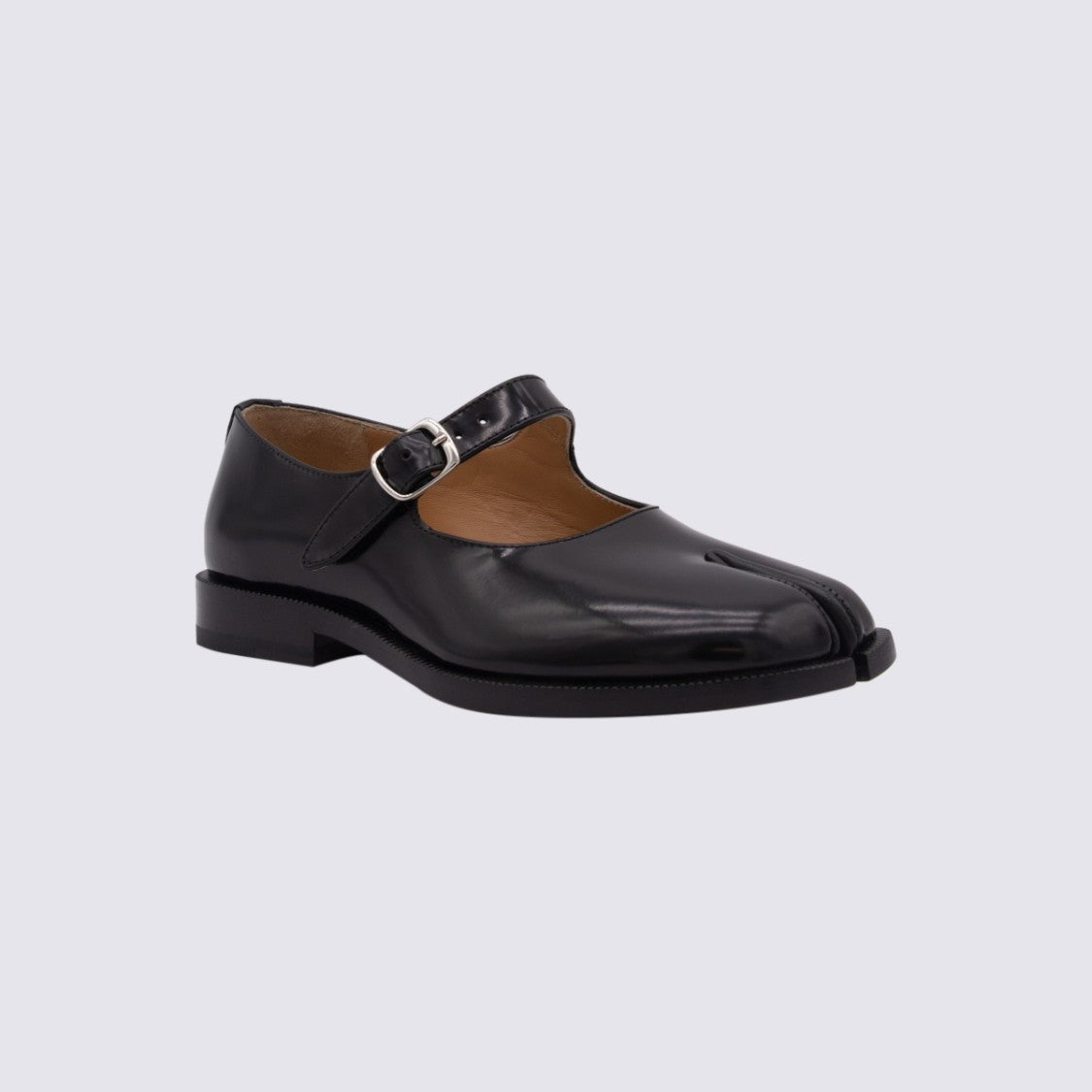Maison Margiela Glossy Black Split-Toe Mary Jane Flats