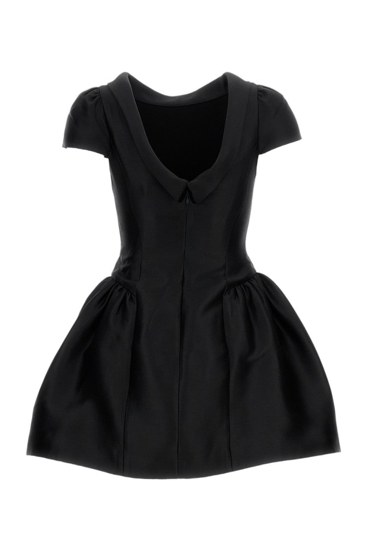 Self-Portrait Black Taffeta Collared Mini Dress