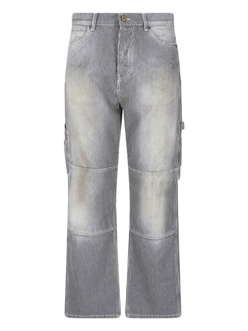 Cultura Relaxed Fit Denim Jeans With Vertical Pinstripe Pattern And Vintage Aesthetic