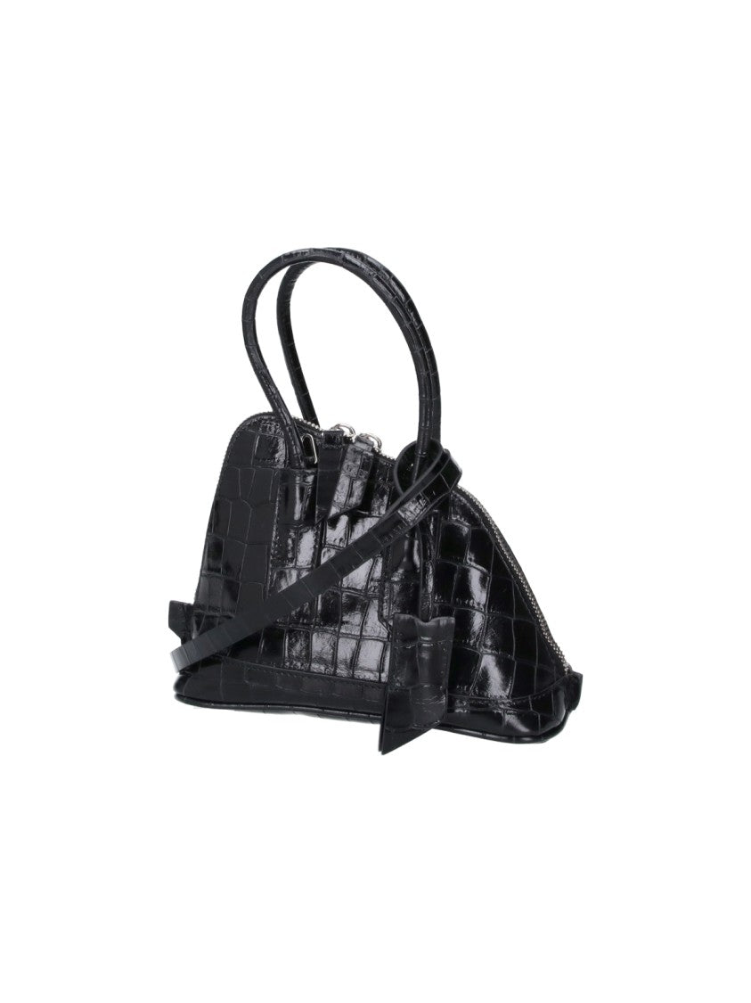 The Attico Black Sant Ambroeus Croc-Embossed Leather Mini Bag