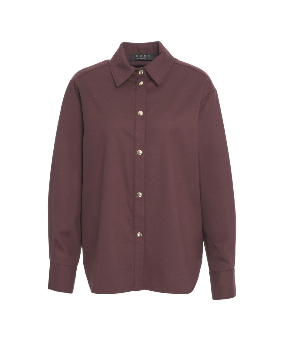 Kaos Long-Sleeved Red Blouse With Classic Collar And Structured Detailing