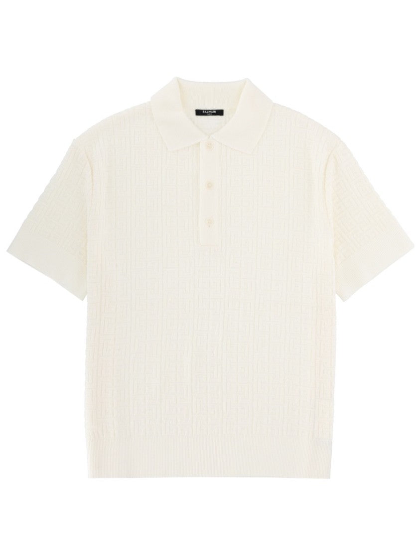 Balmain Balmain Textured Merino Wool Polo Shirt