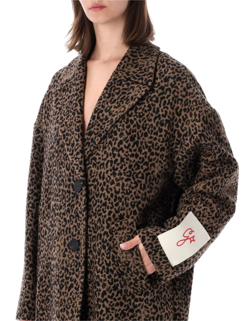 Golden Goose Leopard Print Cocoon Coat