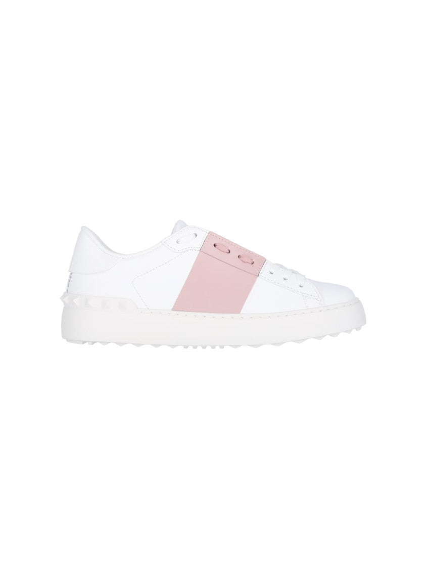Valentino Garavani Rockstud Untitled Sneakers With Contrast Pink Accents