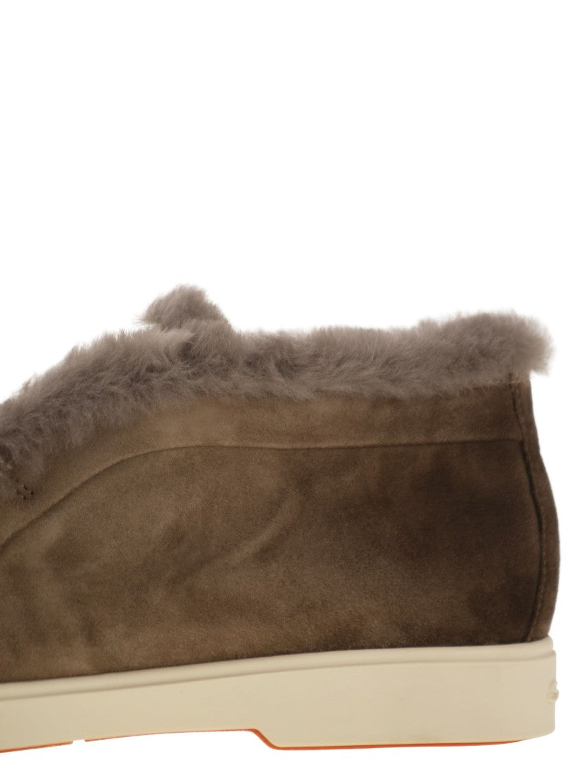 Santoni Suede And Fur Desert Boot