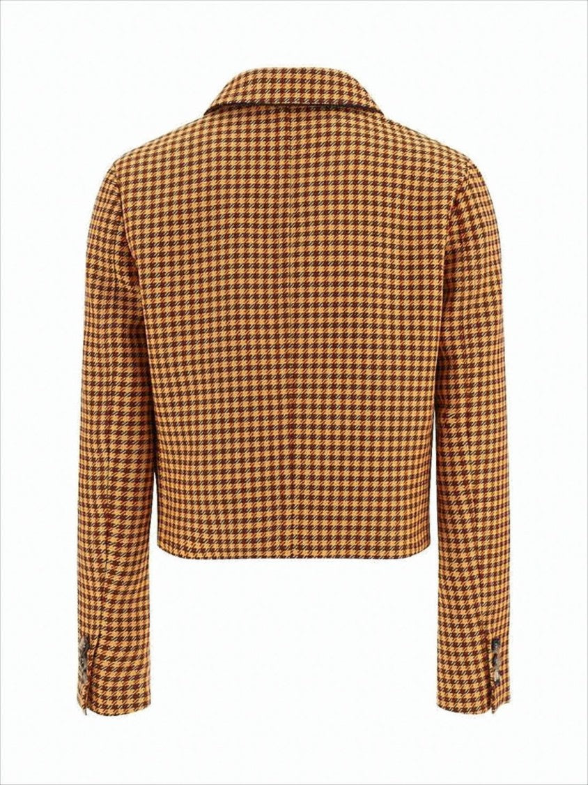 Marni Cropped Jacket In Classic Houndstooth Pattern