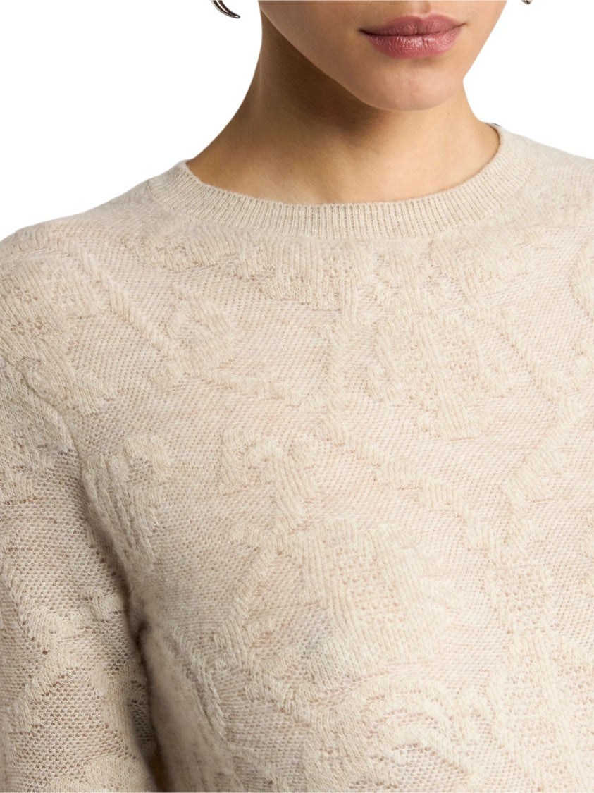 Etro Tailored Cropped Crewneck Sweater With Subtle Jacquard Pattern