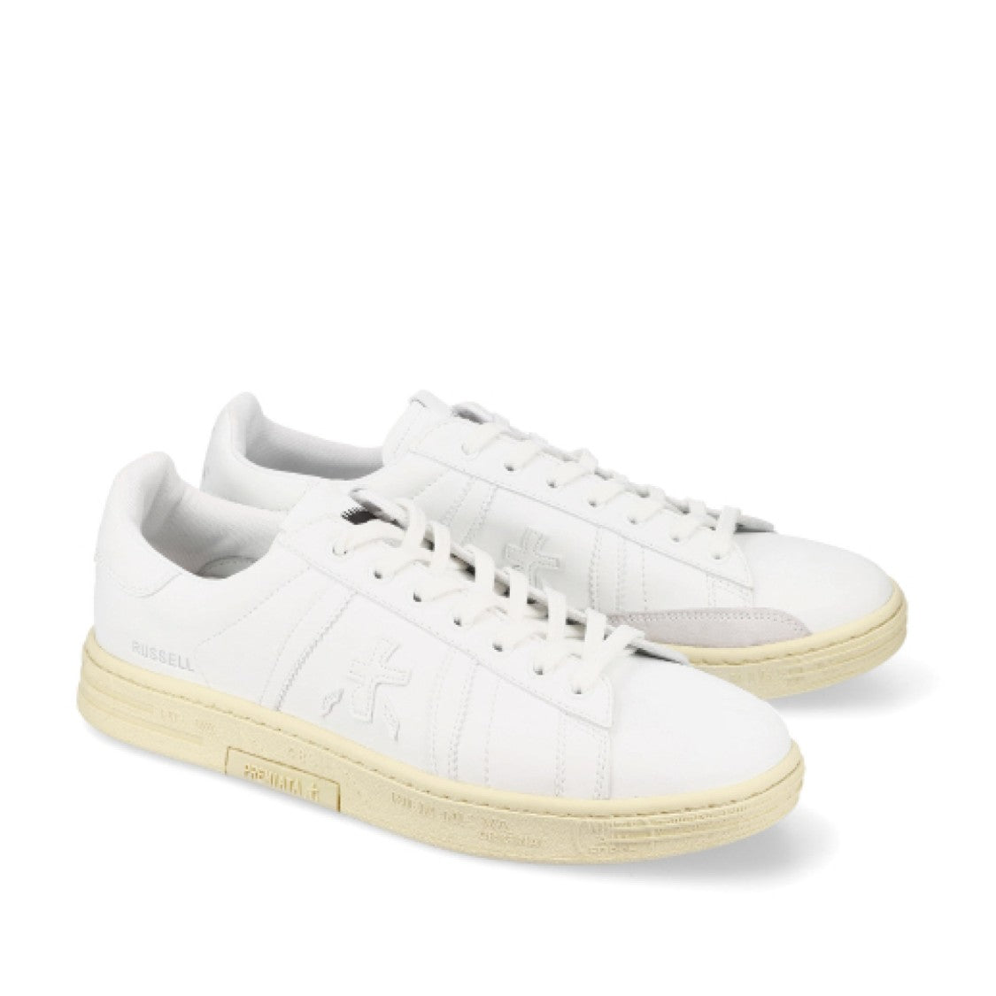 Premiata Russell Sneakers In White Leather And Suede