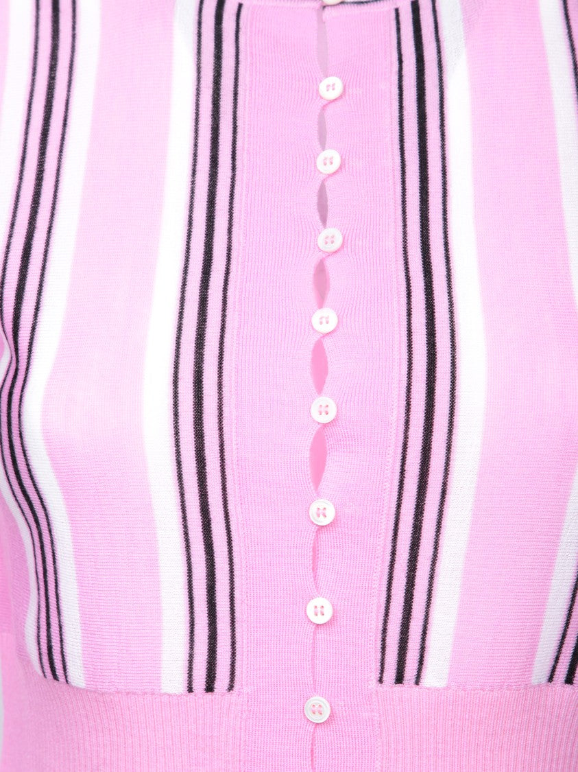 Jacquemus Cropped Cardigan With Vertical Stripes And Front Button Closure