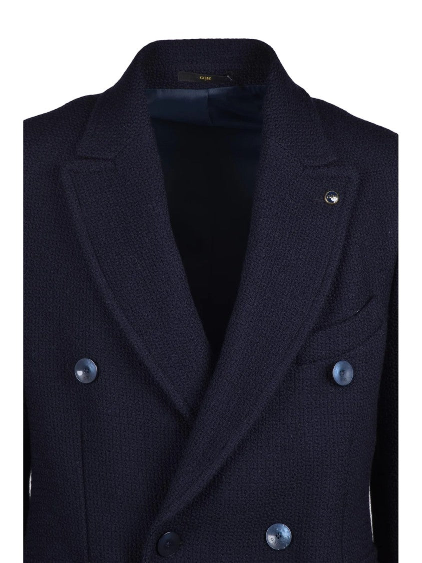 Gih Midnight Blue Virgin Wool Double-Breasted Coat