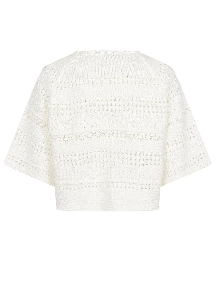 Max Mara Cropped Open-Knit Sweater With Short Sleeves