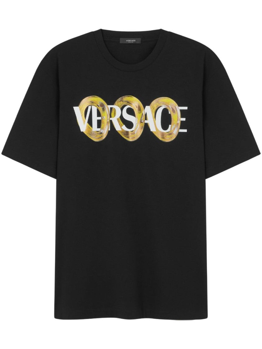 Versace Crewneck T-Shirt With Maxi Chain Logo