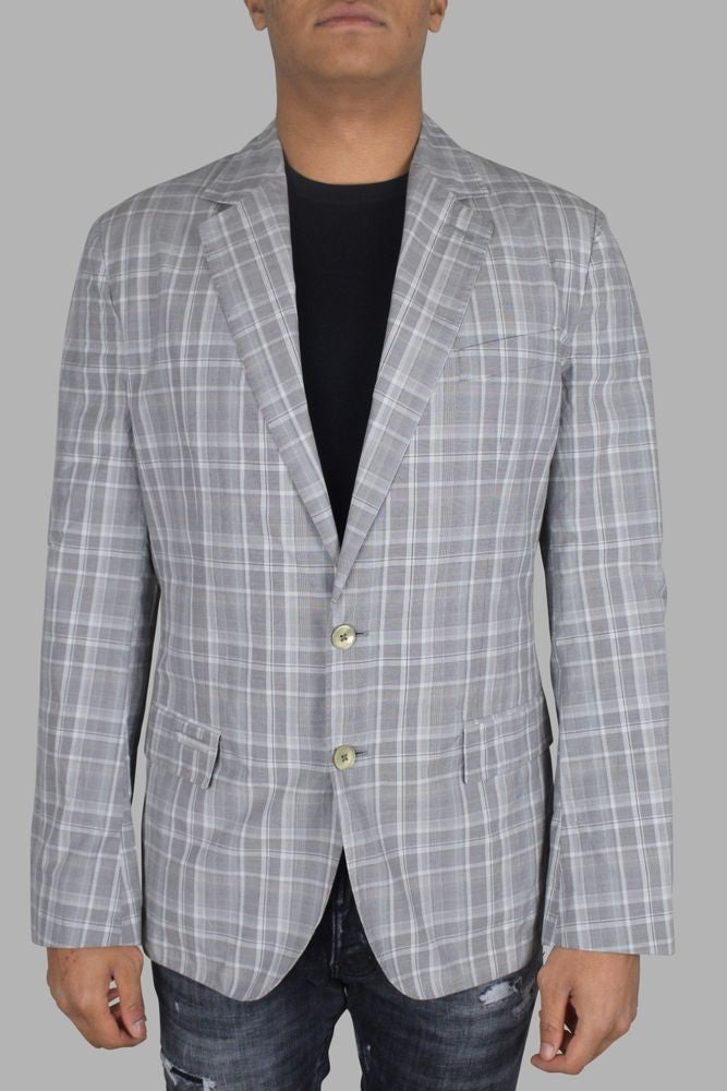Dolce & Gabbana Tailored Gray Checkered Jacket With Classic Lapel