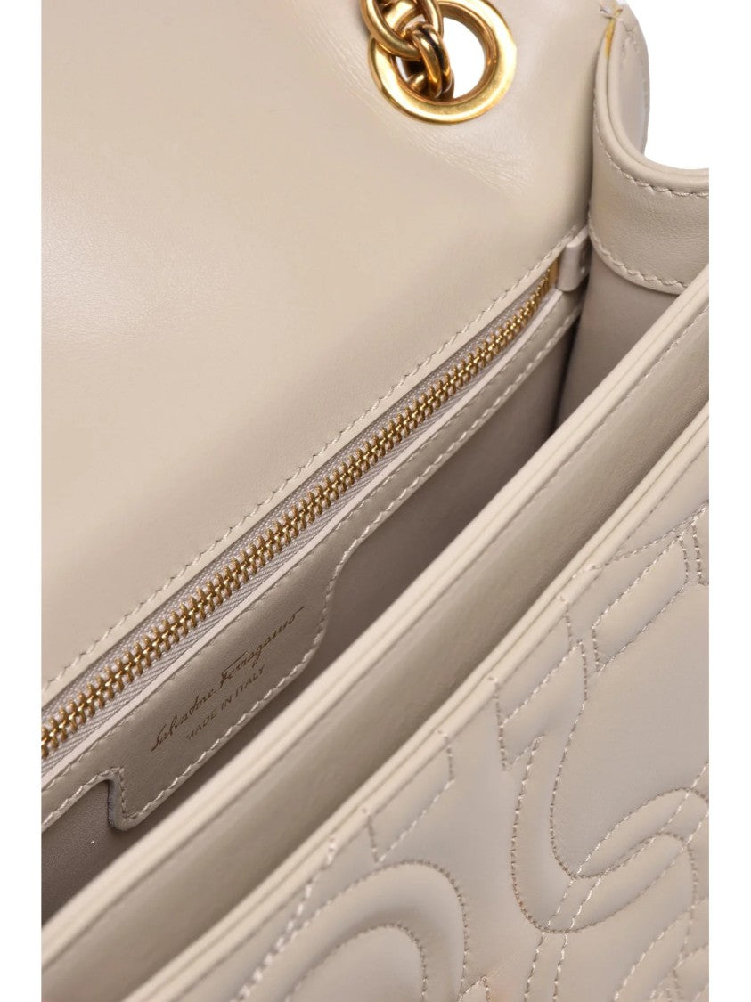Salvatore Ferragamo Smooth Leather Rectangular Shoulder Bag With Gold-Tone Clasp