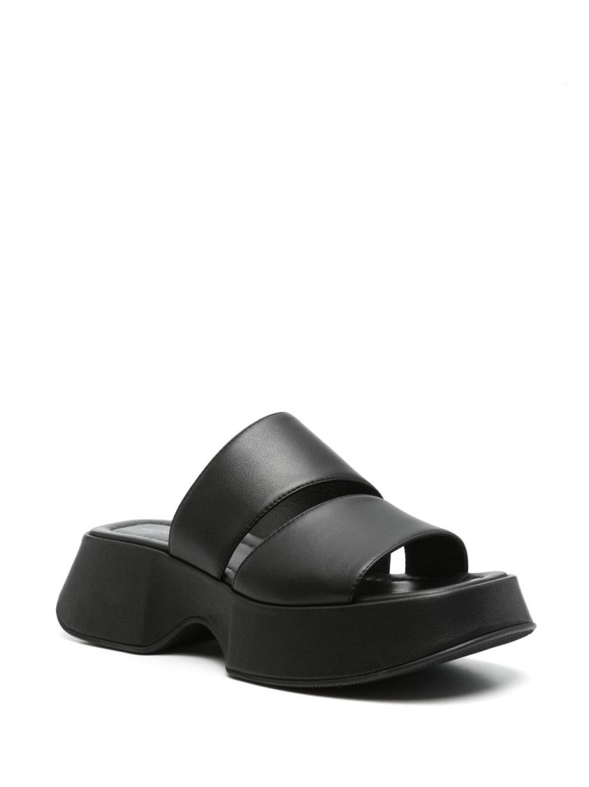 Vic Matié Black Cut-Out Square Open Back Sandals