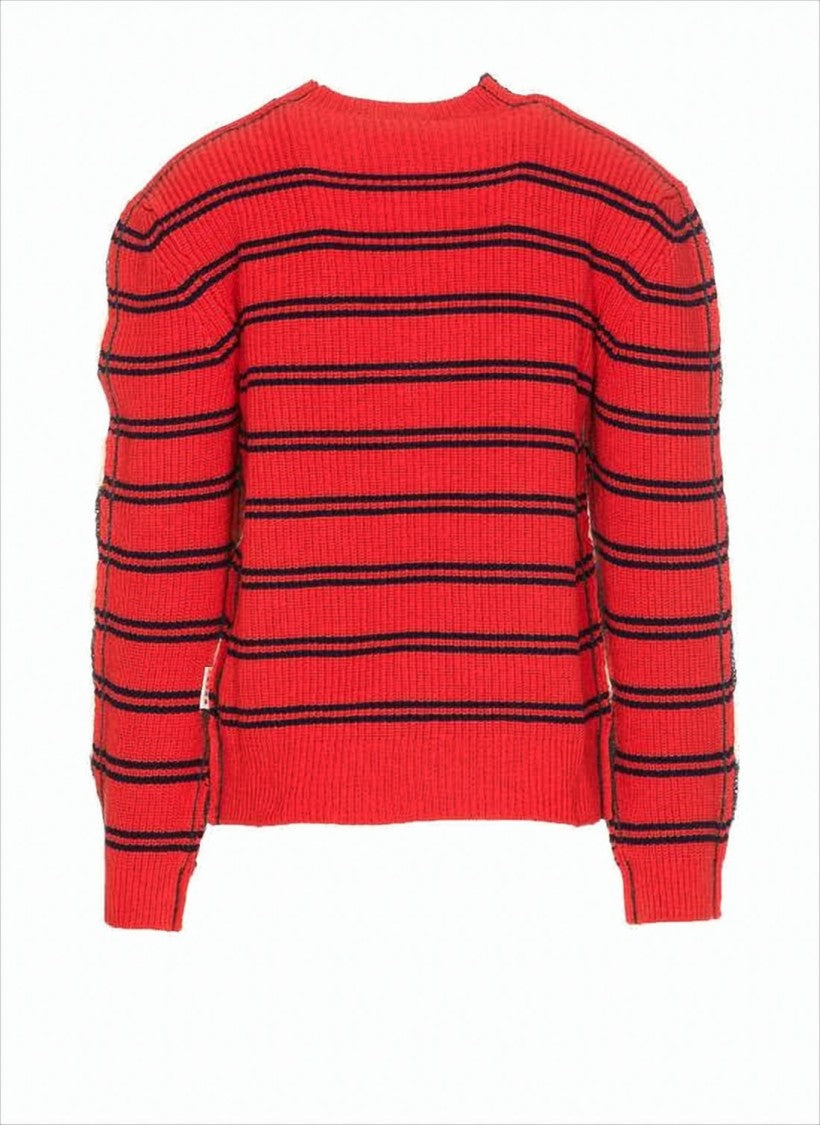 Marni Bold Striped Knit Sweater With Cropped Fit And Ribbed Neckline