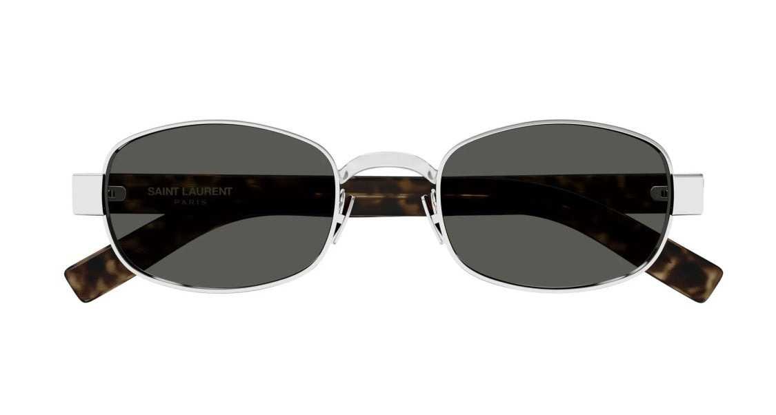 Saint Laurent Silver Silver Havana Metal Frame Sunglasses