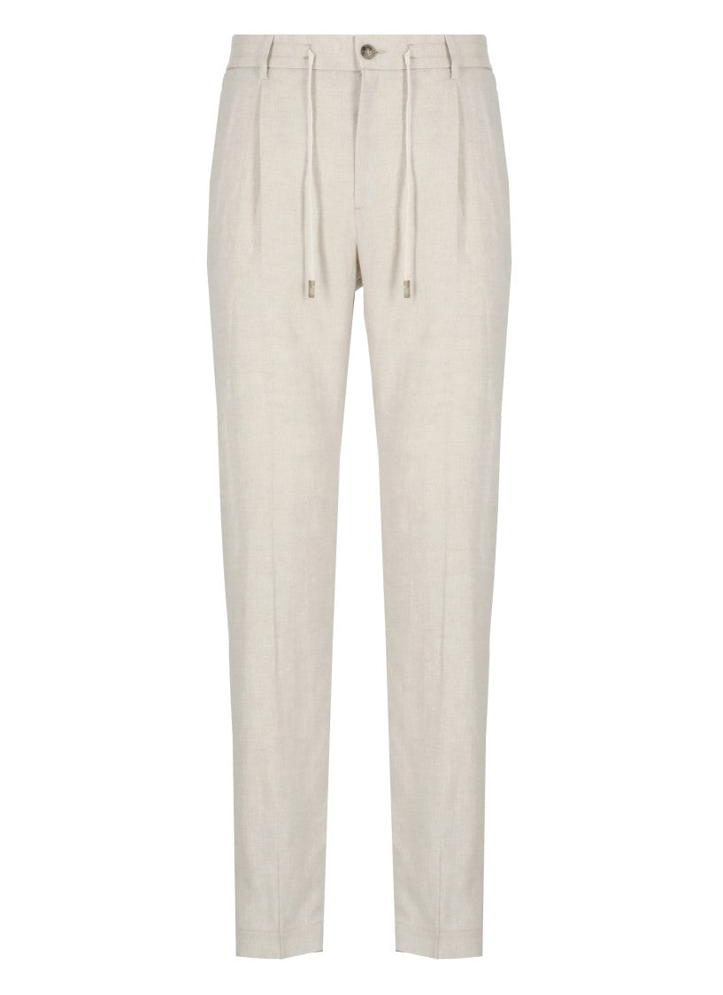 Peserico Beige Wool And Silk Trousers