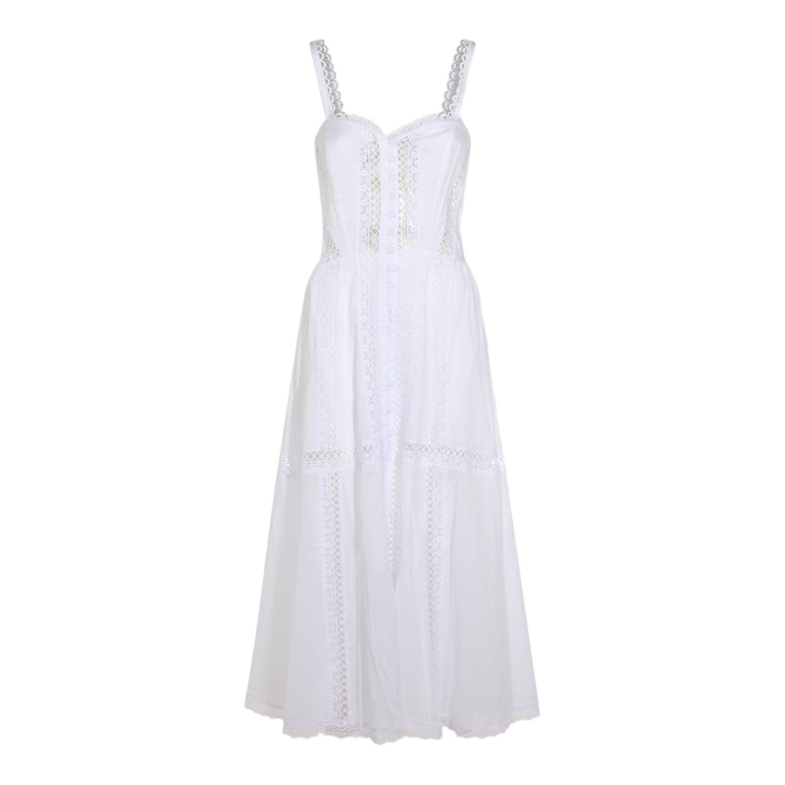 Charo Ruiz Ibiza Cascading White Maxi Dress With Lace Detailing And Braided Straps