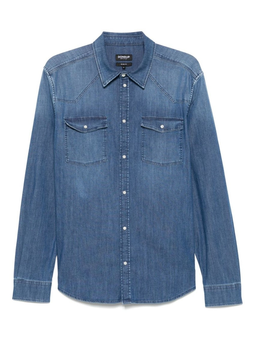 Dondup Classic Denim Shirt With Textured Fabric And