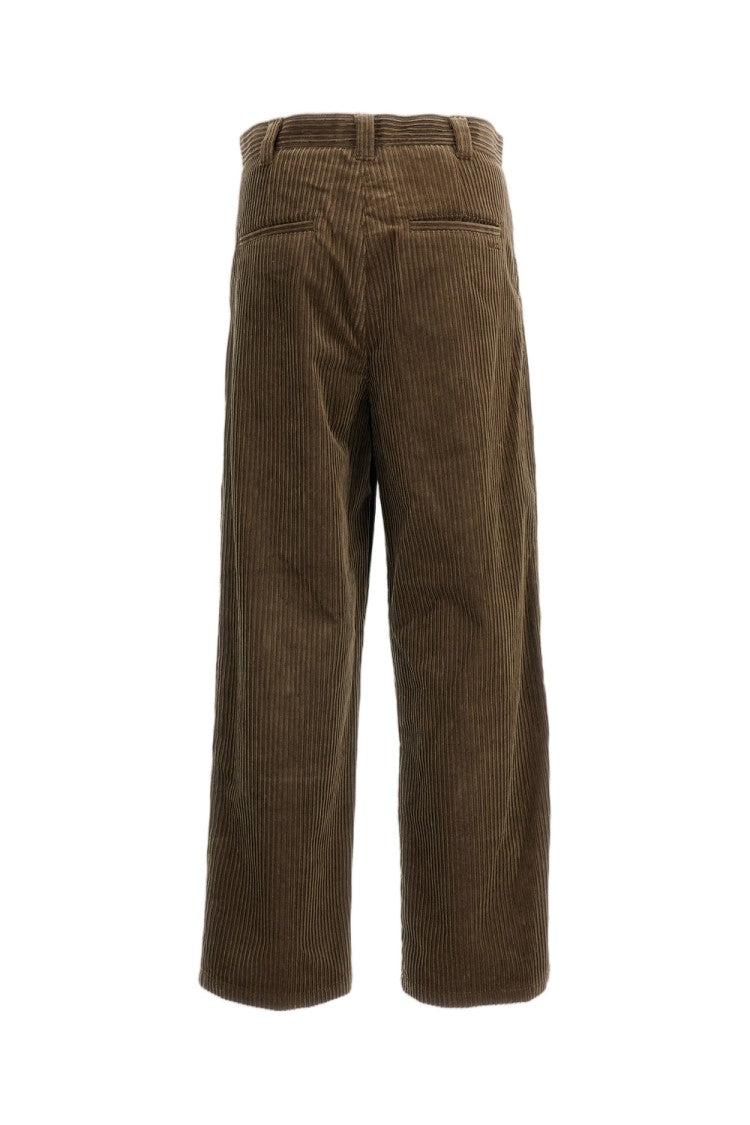A.P.C. Beige Pleated Tapered Cotton Corduroy Trousers