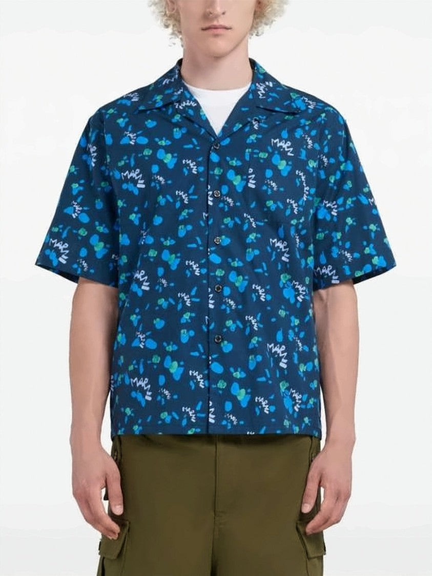 Marni Short-Sleeved Relaxed Fit Shirt With Abstract Pattern