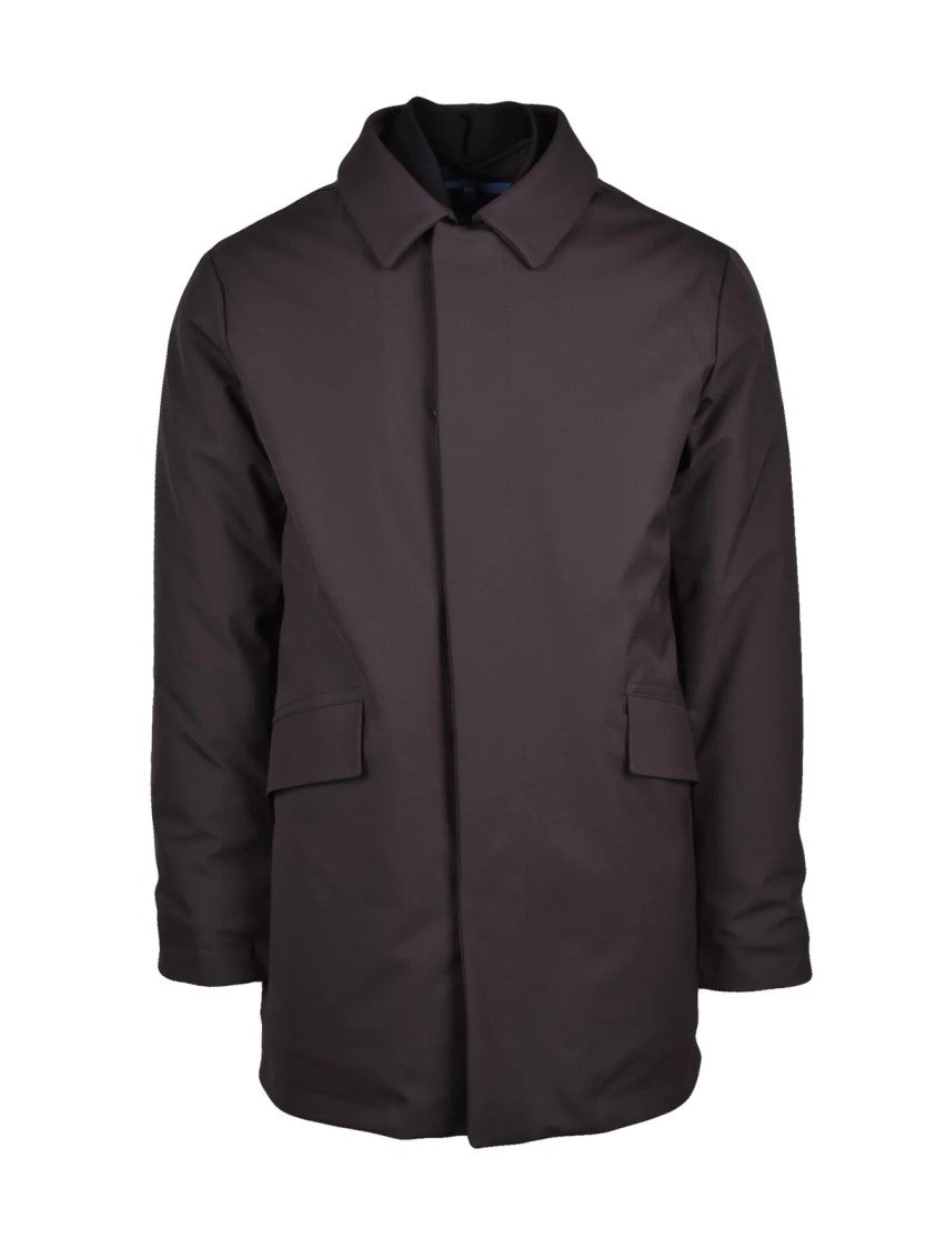 People Of Shibuya Minimalist Padded Brown Ninaru Parka With Flap Pockets