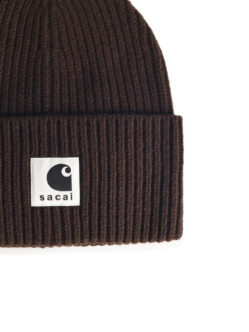 Sacai Brown Wool Blend Beanie