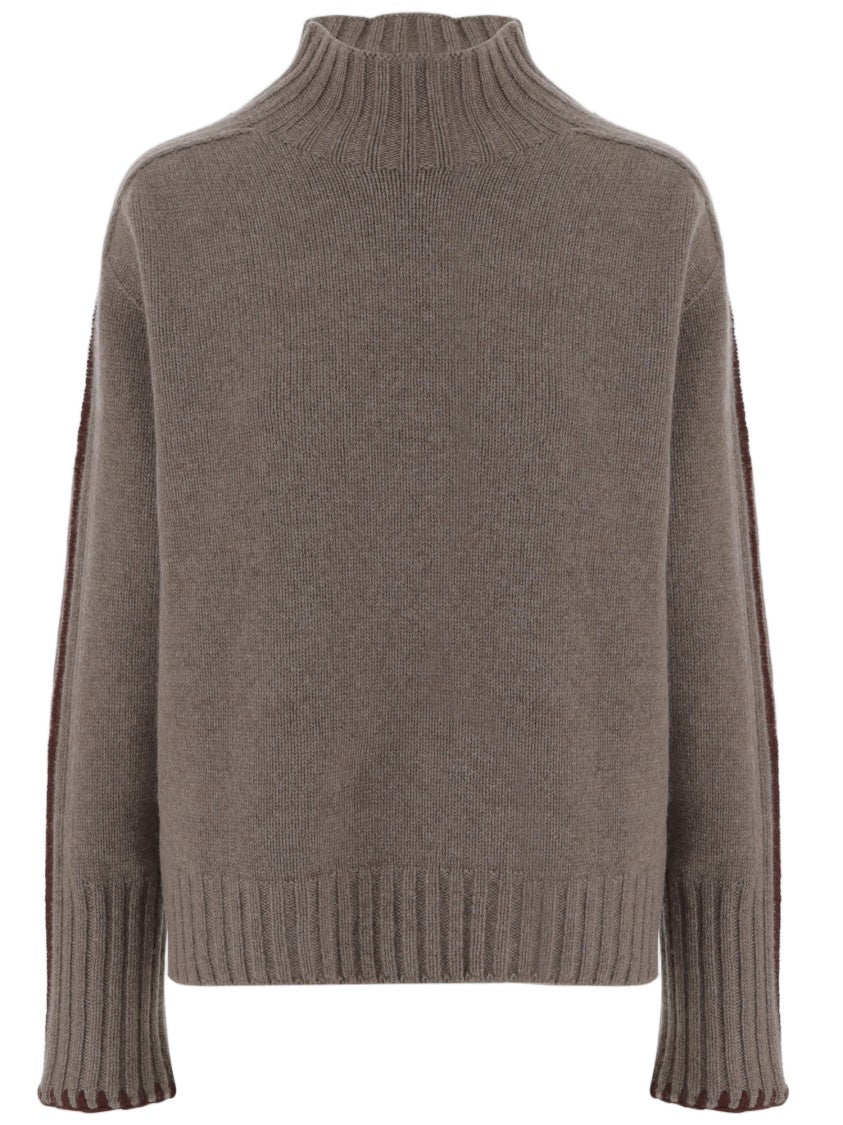 Oliver Lattughi High Neck Cashmere Sweater With Ribbed Details