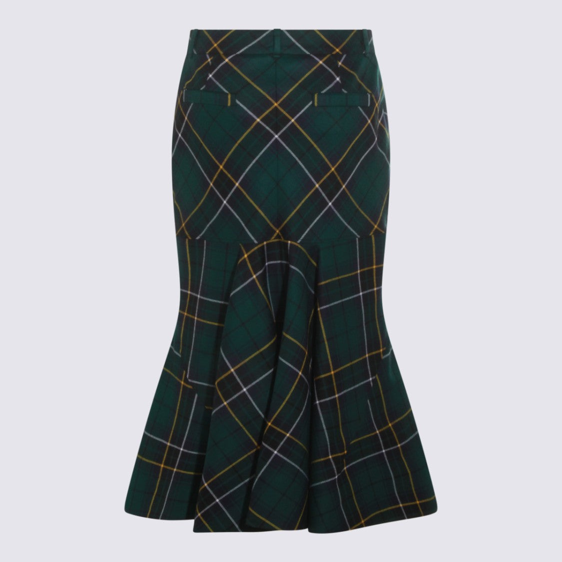 Alexander Mcqueen Navy And Green Wool Skirt