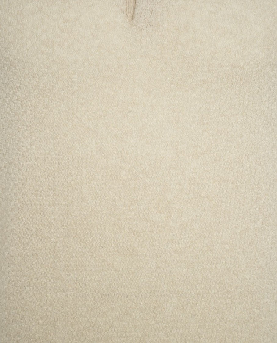 Gender Beige Knit Polo With Classic Collar