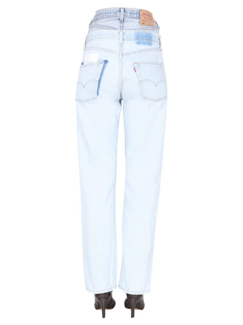 1/Off Double-Waisted Light Wash Denim Jeans