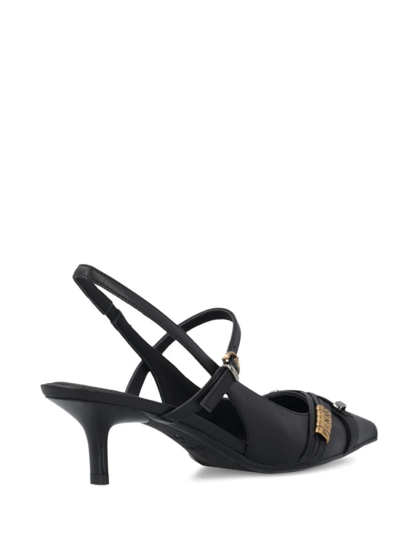 Pinko Black Gold-Tone Point Toe Pumps