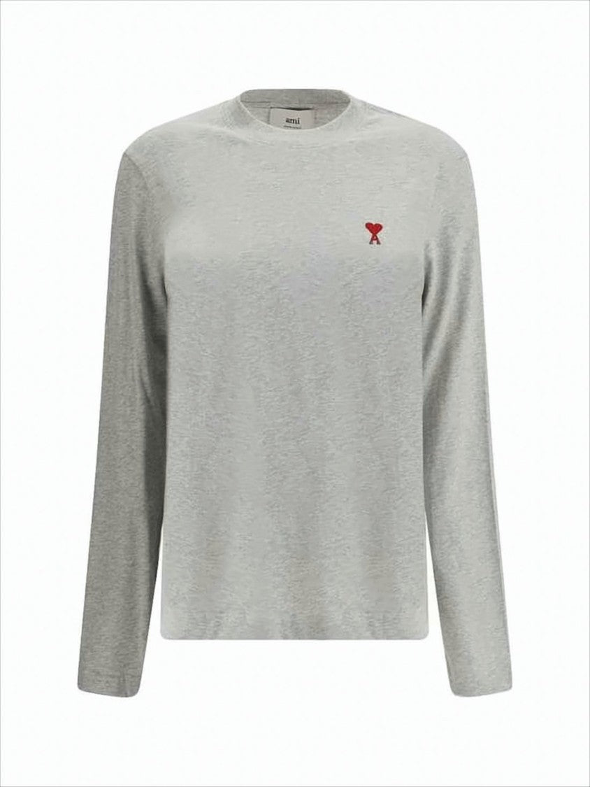 Ami Light Grey Long Sleeve T-Shirt