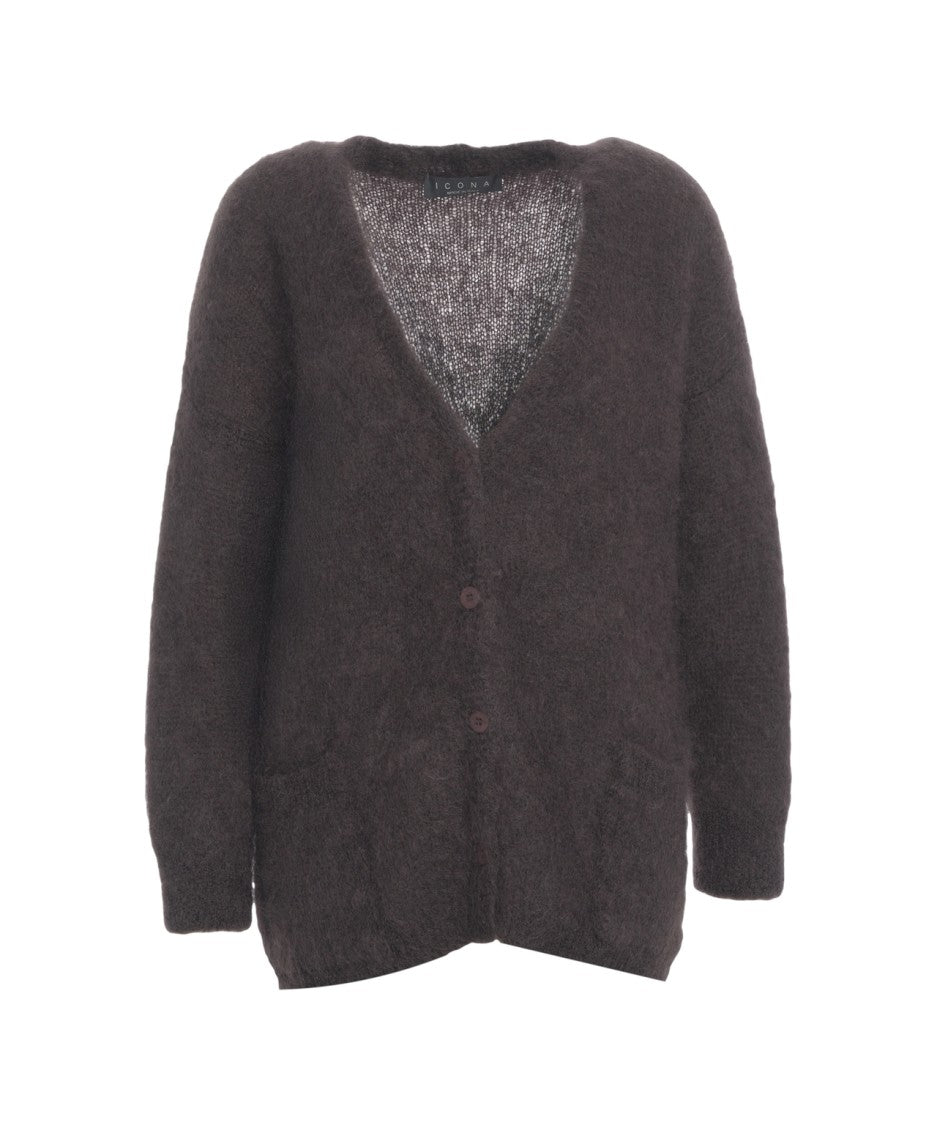 Kaos Oversized Mohair Cardigan With V-Neck