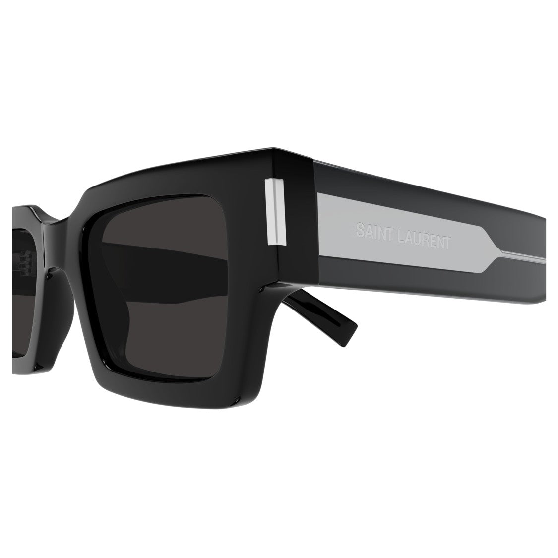 Saint Laurent Rectangular Frame Sunglasses With Metallic Accents