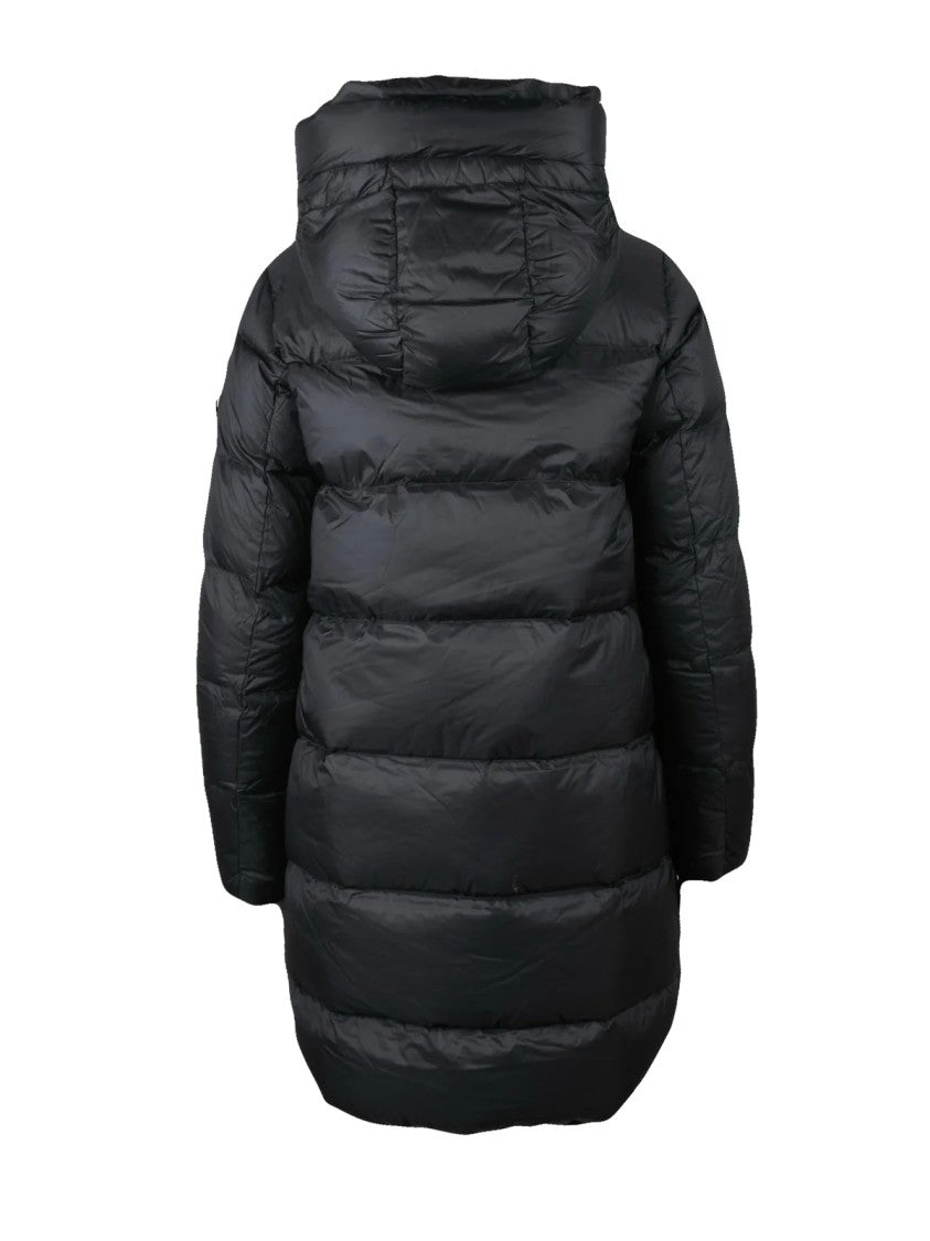 Bomboogie Black Flared High-Collar Nylon Short Down Jacket