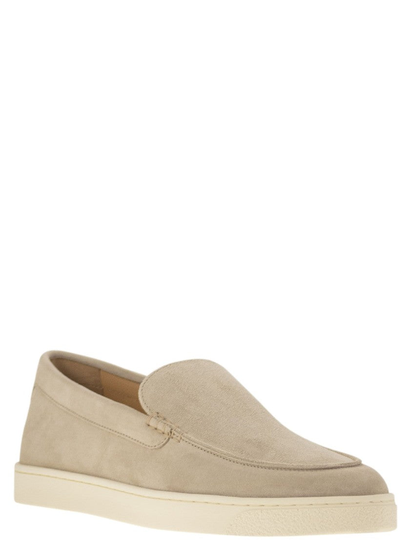 Brunello Cucinelli Chevron-Effect Suede Moccasins