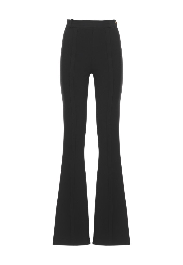 Elisabetta Franchi Black Metal Logo Straight-Leg Pants