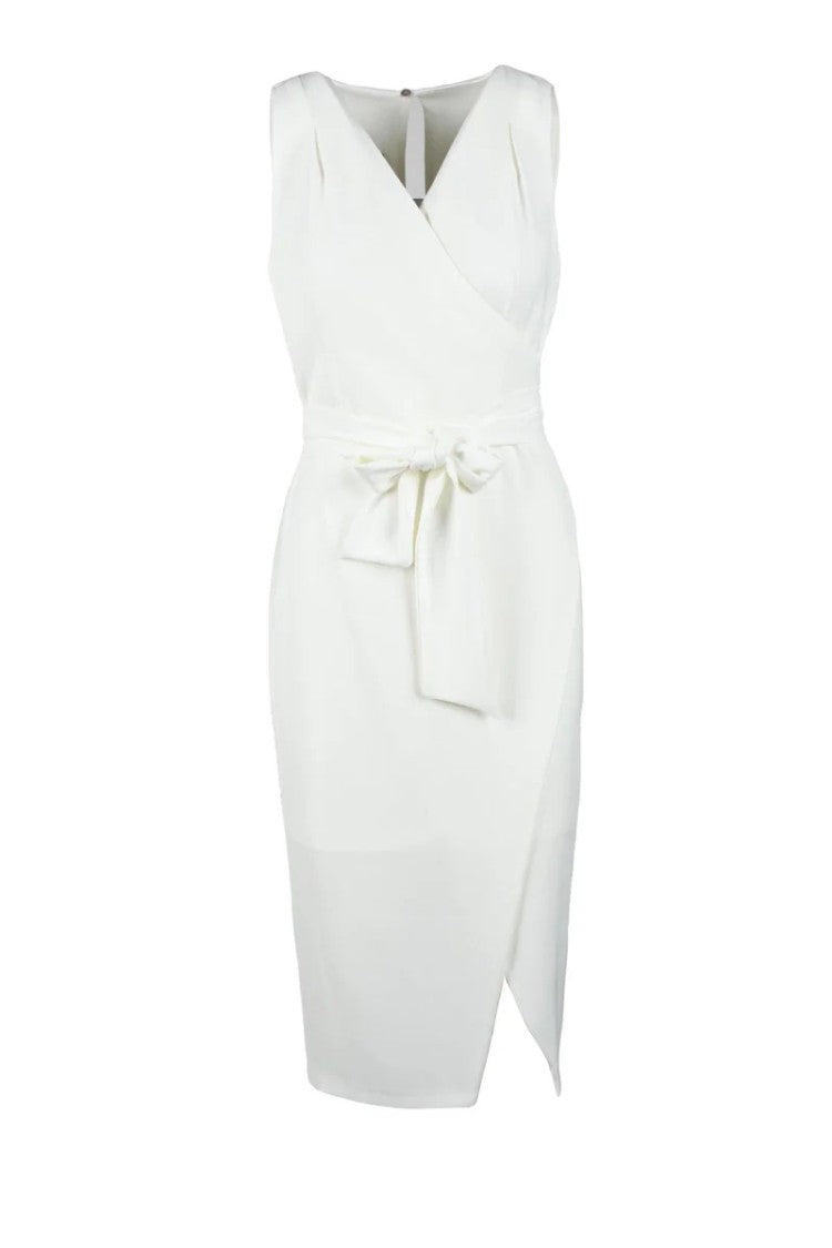 Access Fashion Sleeveless Midi Dress With Wrap Bodice