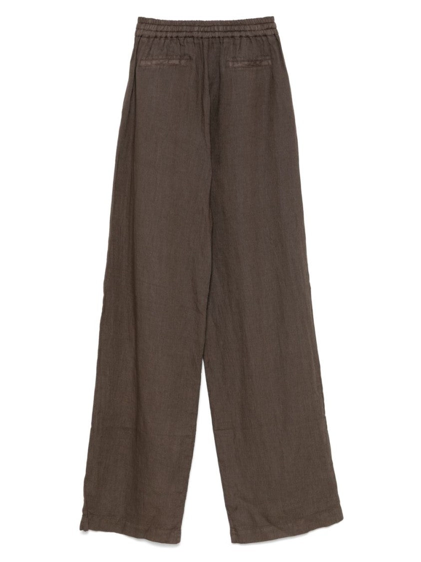 Fay Wide-Leg Jeans In Chocolate Brown With Elasticated Waistband