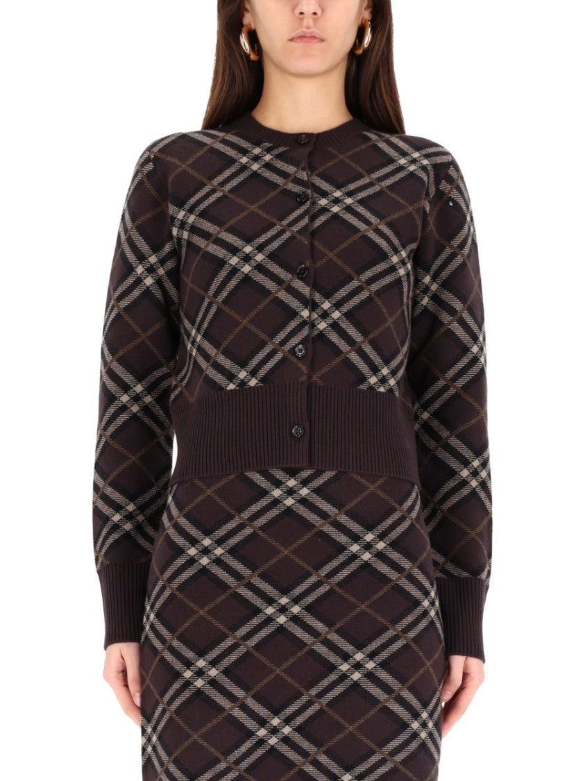 Burberry Fitted Plaid Sweater With Button-Down Front