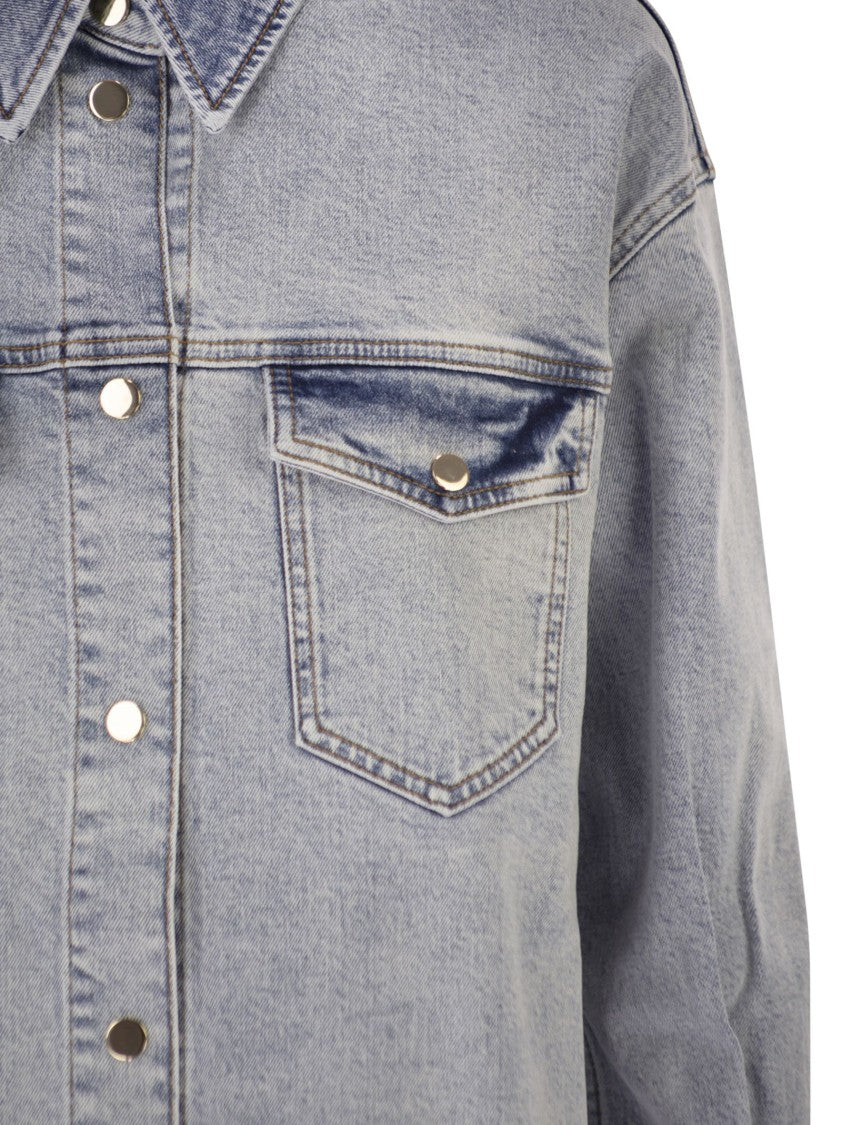Fabiana Filippi Boyfriend Shirt In Distressed Denim