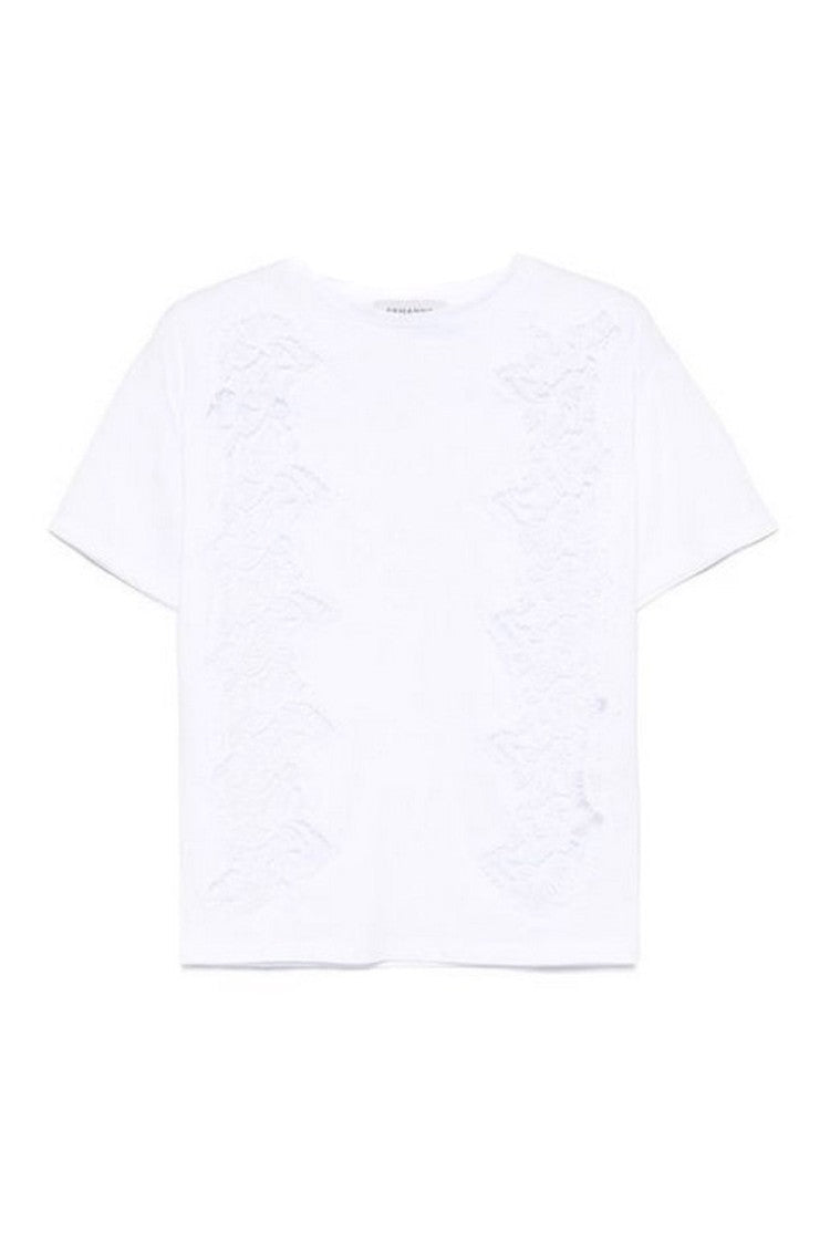 Ermanno Scervino White Cotton Lace Detailing T-Shirt