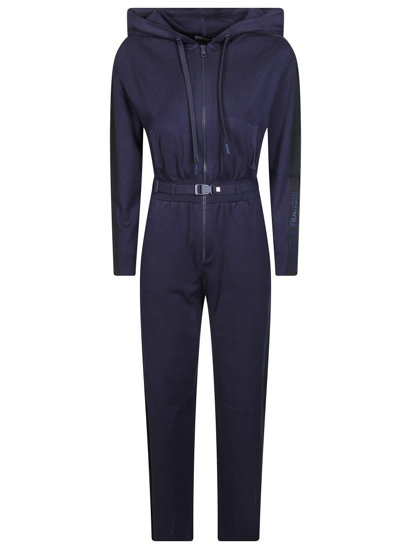 Elisabetta Franchi Hooded Belted Tricot Jumpsuit