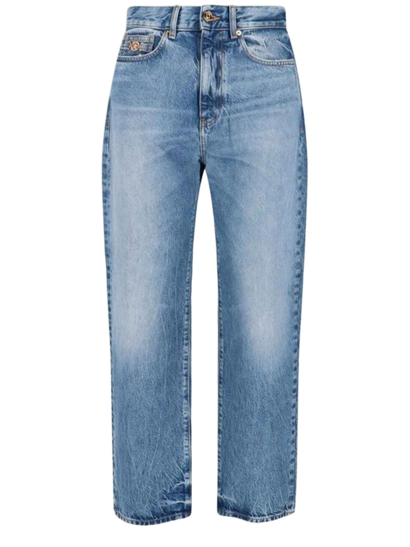 Versace Mid-Rise Cotton Denim Jeans With Classic Five-Pocket Styling